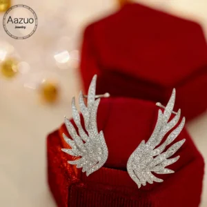 Aazuo Orignal Jewelry 18K Solid White Gold Natrual Diamonds 0.94ct Angel Wings Earrings Gifted For Women Senior Banquet Party