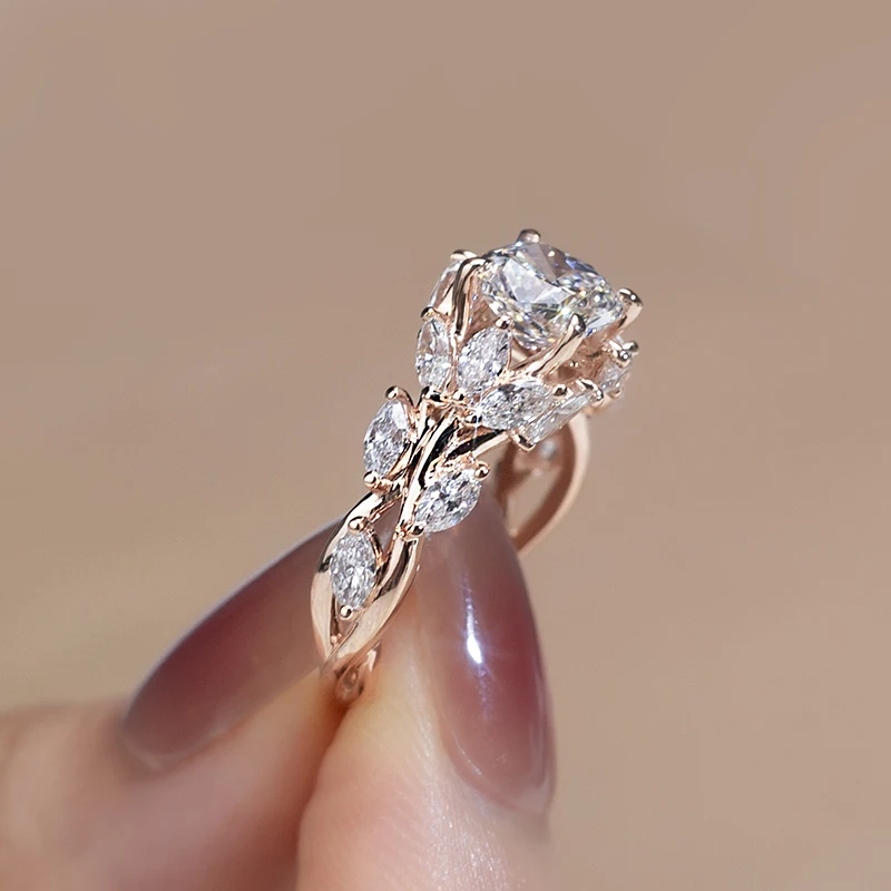 Messi Jewelry 18k Gold 1.5ct Cushion Cut Women Jewelry Ring Luxury Engagement Ring Style Lab Diamond Ring MSR-920 - Imagen 3
