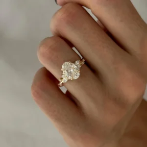 CxsJeremy IGI EF VS-VVS Oval Cut Lab Grown Diamond Engagement Ring 2ct Solid 14K Au585 Yellow Gold For Women Wdding Band Gift