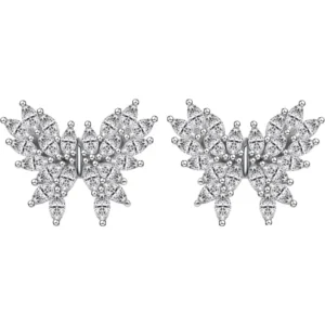 Moissanite Stud Earrings for Women, Butterfly 3.15 Carat Full Moissanite Earrings ,Sterling Silver Stud Earrings with 18K White