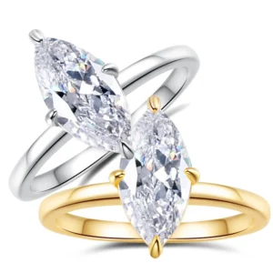 Shining 2ct 6x12MM Olive Moissanite Ring for Women with Certificate Passed Diamond Test S925 Silver Ring Jewelry Gift