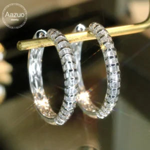 Aazuo Luxury Jewelry Real 18K White Gold Natrual Diamonds 1.70ct Big Round Hook Earrings Gifted For Women Wedding Party Au750