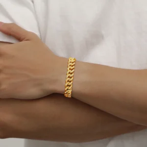 18K Gold D Color VVS1 Moissanite Cuban Link Bracelet For Men 12cm Hiphop Style 2023 Trending Luxury Jewelry Girl For Teen Girls