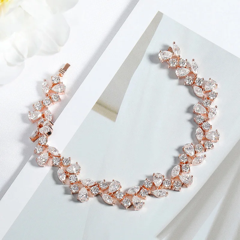 Smyoue 16.8-20.4CTTW Luxury Water Drop Moissanite Bracelet Wedding Female Jewelry Full Diamond Sterling Silver Bangle Plated 18K - Imagen 3
