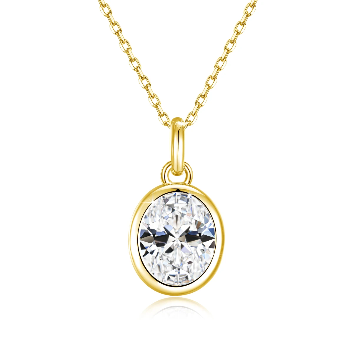Real 14K Gold Oval Shape GRA Moissanite Solitaire Necklace Pendant Brilliant Cut for Women Collarbone Chain Engagement Jewelry - Imagen 2