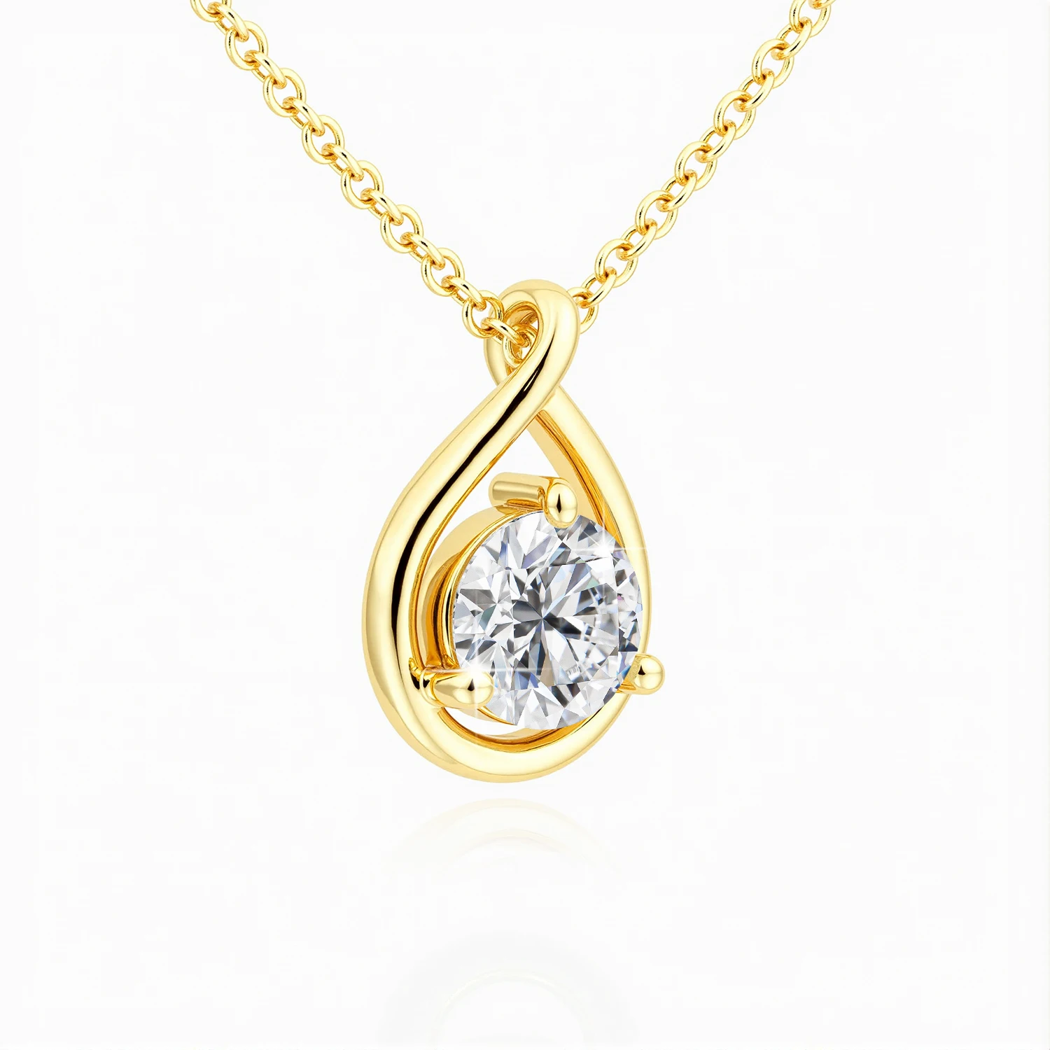 14K Gold Pear Silhouette Moissanite Necklace Solitaire Diamond Pendant with Certificate Neckchain for Women Minimalistic Jewelry - Imagen 3