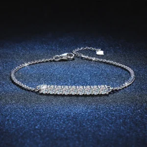 18K gold inlaid diamond moissanite bracelet 0.9 carat single diamond 3mm 0.1 carat moissanite bracelet platinum PT950 imprint