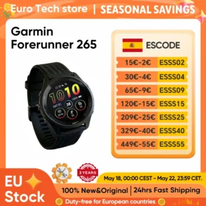 Reloj Inteligente Deportivo Garmin Forerunner 265 con GPS, Pantalla AMOLED de 1.3 Pulgadas, 13 Días de Batería, Pantalla Táctil, Planes de Entrenamiento