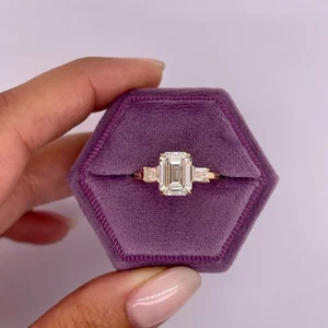 AEAW-anillo de compromiso de diamante cultivado en laboratorio, sortija de oro amarillo de 14 quilates con corte de Esmeralda, 1 quilate, diamante CVD, conjunto IGI