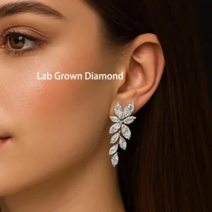 6.50CTW DEF / VS VVS Marquesa Pendientes de diamantes cultivados en laboratorio Push Back Opciones de oro de 14 quilates y 18 quilates Regalo de lujo para ella