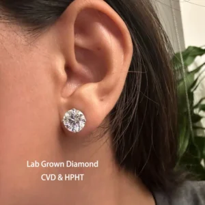 Pendientes de Diamantes Grandes Cultivados en Laboratorio, Circulares, con Certificación IGI, 10 Quilates, Color DEF, Claridad VS/VVS