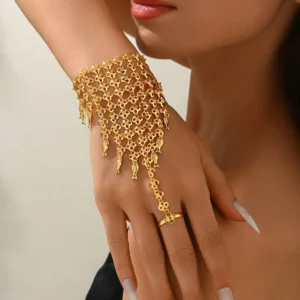 Nuevo Conjunto de Joyería Elegante Chapado en Oro de 24K de Moda de Dubái: Pulsera y Anillo para tu Ser Querido, Ideal para Fiestas de Compromiso