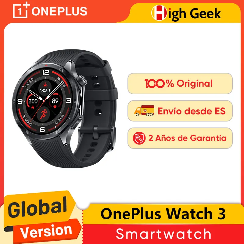 Versión global OnePlus Watch 3 Reloj inteligente Pantalla LTPO AMOLED de 1,50 pulgadas Procesador Snapdragon W5 GPS de doble frecuencia Wear OS