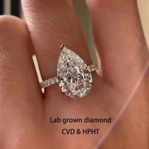 Anillo de compromiso con forma de pera de 5 quilates, diamante cultivado en laboratorio, certificado IGI, Color DEF VS VVS, claridad, Halo oculto, oro de 14k y 10K