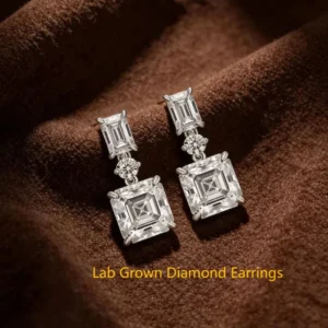 Pendientes colgantes de boda con diamante cultivado en laboratorio de 2 quilates, corte Asscher, EF VS-VVS, certificado IGI, para mujer, en platino 950