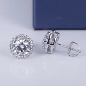 Pendientes redondos de diamantes cultivados en laboratorio con certificado IGI, pendientes de diamantes PT950 para mujeres y niñas, en stock MSE-532