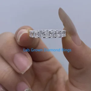 0.2CT Cada corte Radaint CVD HPHT Diamante cultivado en laboratorio DEF VS-VVS Anillo de diamante con banda de eternidad en platino 950 Joyería fina