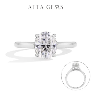 ATTAGEMS AU750 2.0CT anillo de moissanita corte ovalado diamante de laboratorio sólido 10K 14K 18K oro para mujeres compromiso novia boda joyería fina