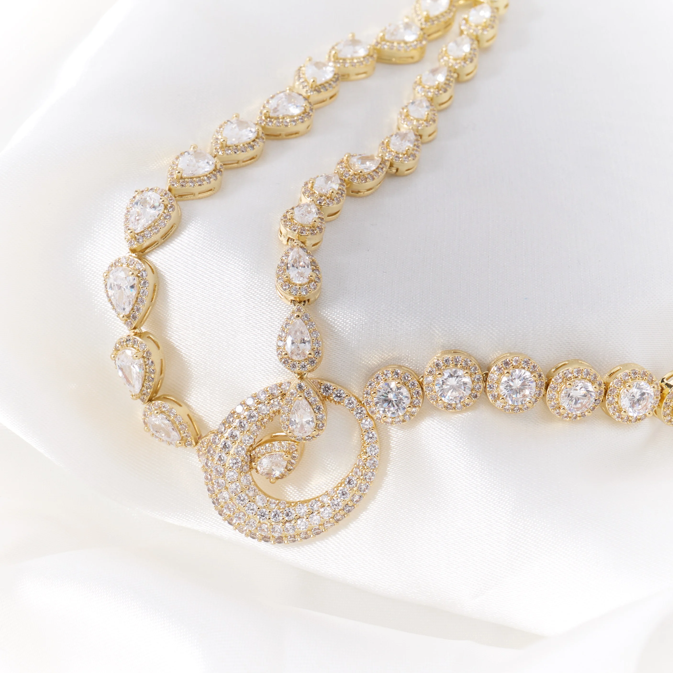 00124 Conjunto de Collar de Circonita Cúbica para Mujer, Joyería de Dubái, Conjuntos de Joyas para Novia, Joyería para Boda y Compromiso, Estilo Musulmán - Imagen 2