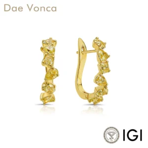 Pendientes de aro con diamantes amarillos, oro amarillo de 9K/14K/18K, ovalados intensos, de pera y cojín, juego de racimo de diamantes cultivados en laboratorio